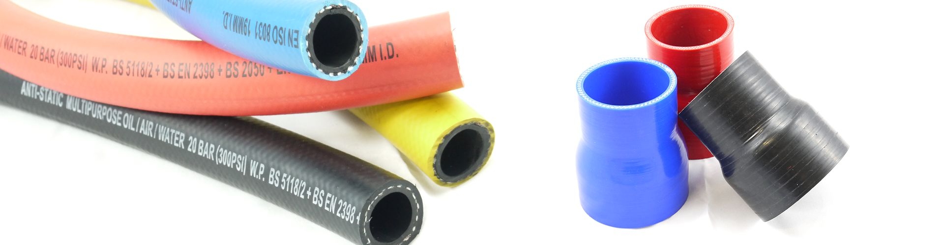Image of multi coloured hoses and silicone reducers