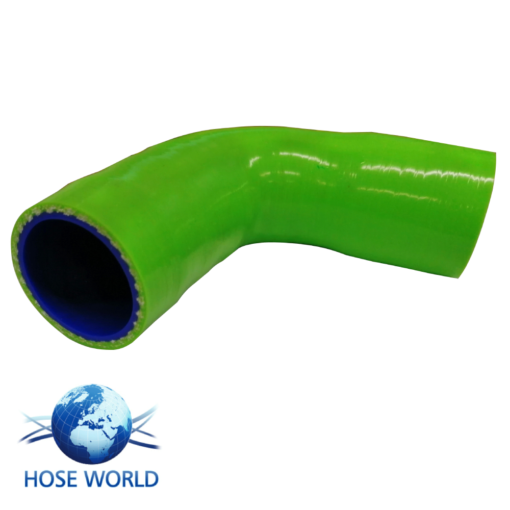 90 Degree Reducing Silicone Elbow Green - 100mm Leg - Hoseworld